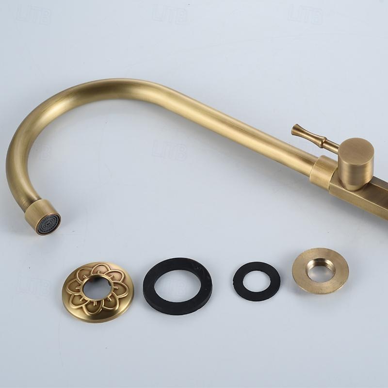 Vaskekran for baderom - Klassisk Antikk Messing Montere Utsiden Enkelt Håndtak Et HullBath Taps 2025 - $113.99 –P14