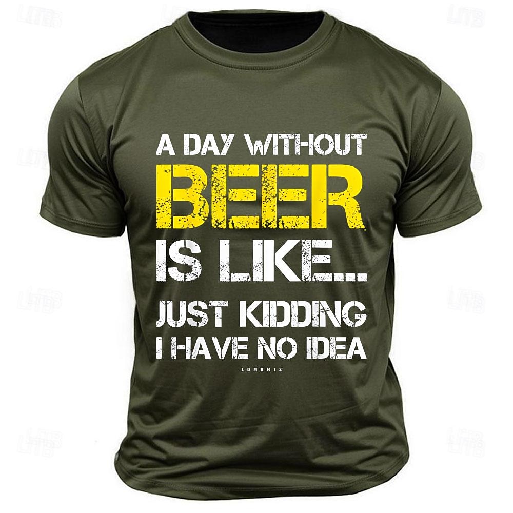 Homens Letra Engraçado Cerveja Camiseta T-shirt 100% Algodão Manga Curta Gráfico Camisa Preto Verde Tropa Azul Escuro Camiseta confortável Rua Esportes Roupas de estilistas de 2025 por $15.99 –P1