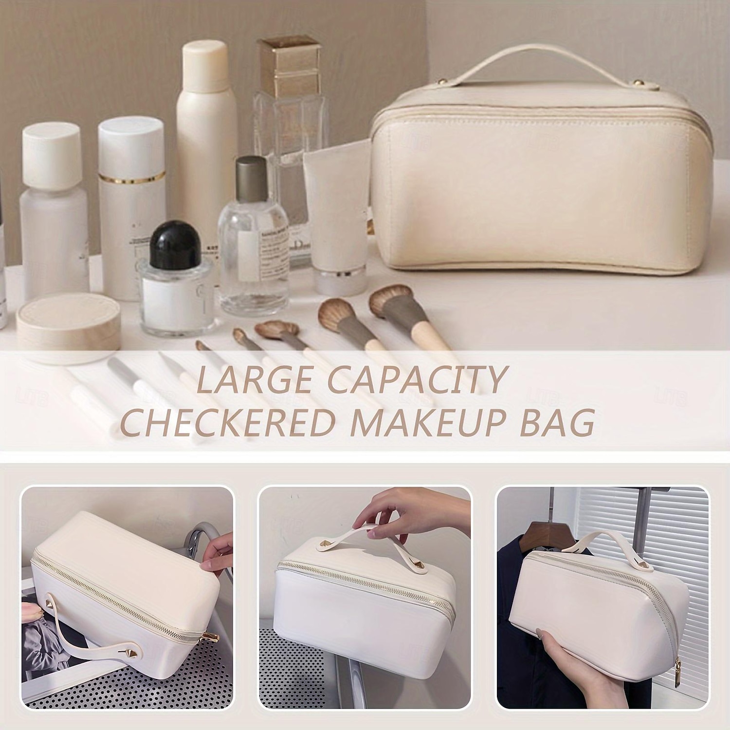 trousse de maquillage de voyage de grande capacité - trousse à maquillage étanche multifonctionnelle avec poignée et séparateur pour un accès facile de 2025 ? $8.99 –P9