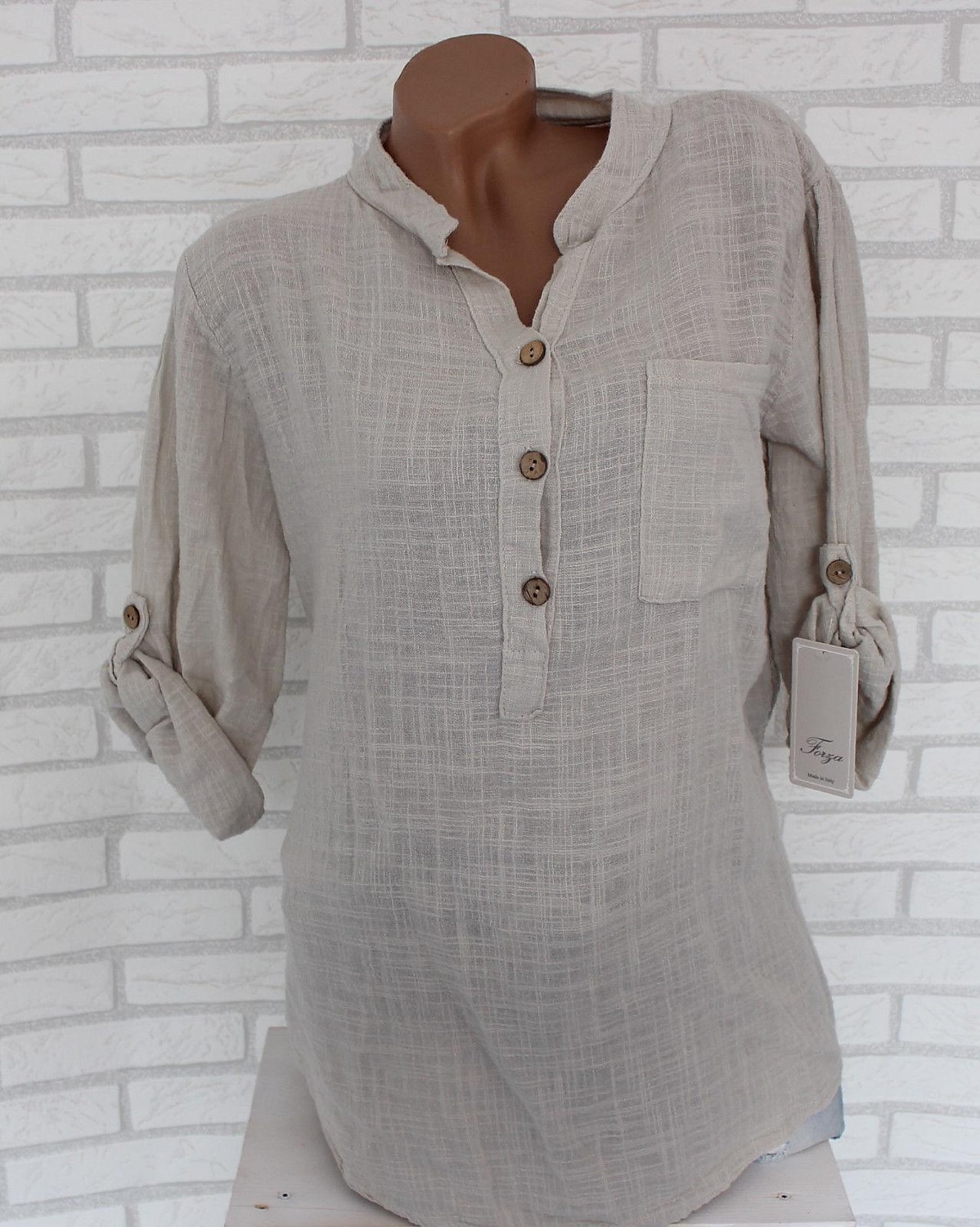 Women's Shirt Cotton Linen Shirts Button Up Blouse Plain Fashion V Neck Street Daily Buttons Pocket White Red Blue Beige Summer 2025 - $26.99 –P6