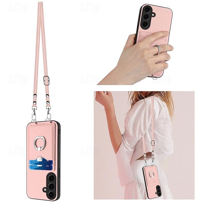 telefon Carcasă Pro Samsung Galaxy S24 Ultra Plus S23 Ultra Plus S22 Plus Ultra A55 A35 A25 A15 5G A54 A34 A14 A53 A33 A23 A13 S25 Ultra Zadní kryt Držák na prsteny s Lanyardem Slot pro kartu Retro 2025 - $18.99 –P3
