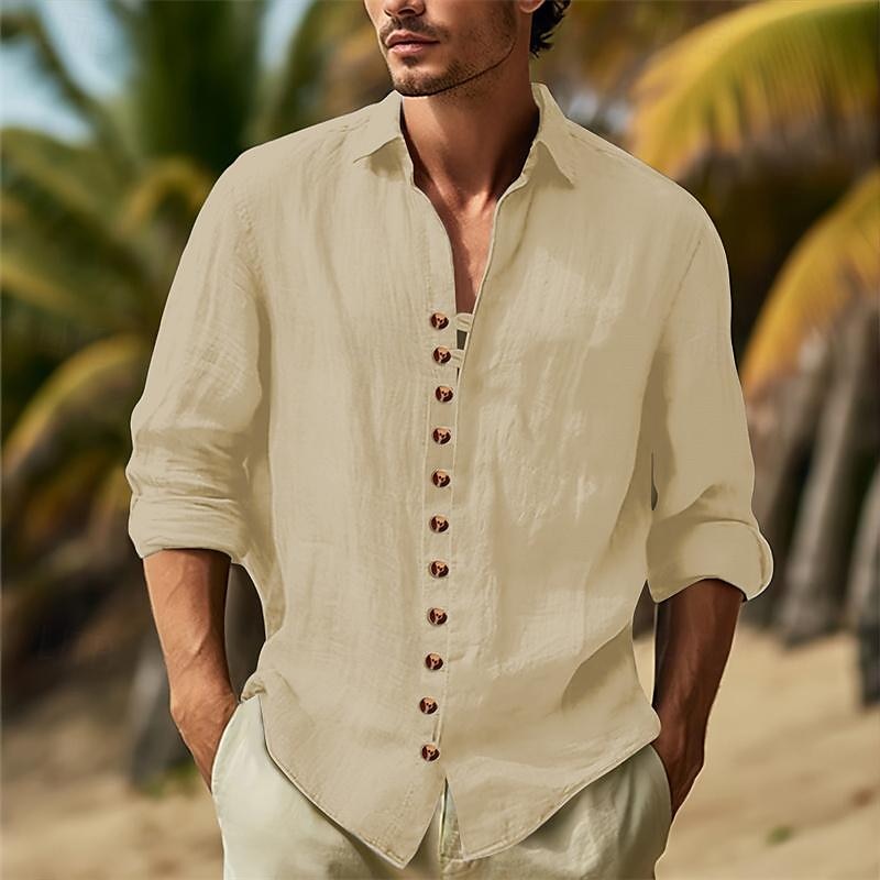 Per uomo Camicia Camicia casual Camicia con Bottoni Camicia di cotone Semplice Vacanza Camicia hawaiana Nero Bianco Rosa Azzurro cielo Manica Lunga Collo ripiegato Primavera & Autunno Abbigliamento del 2025 a $27.99 –P3