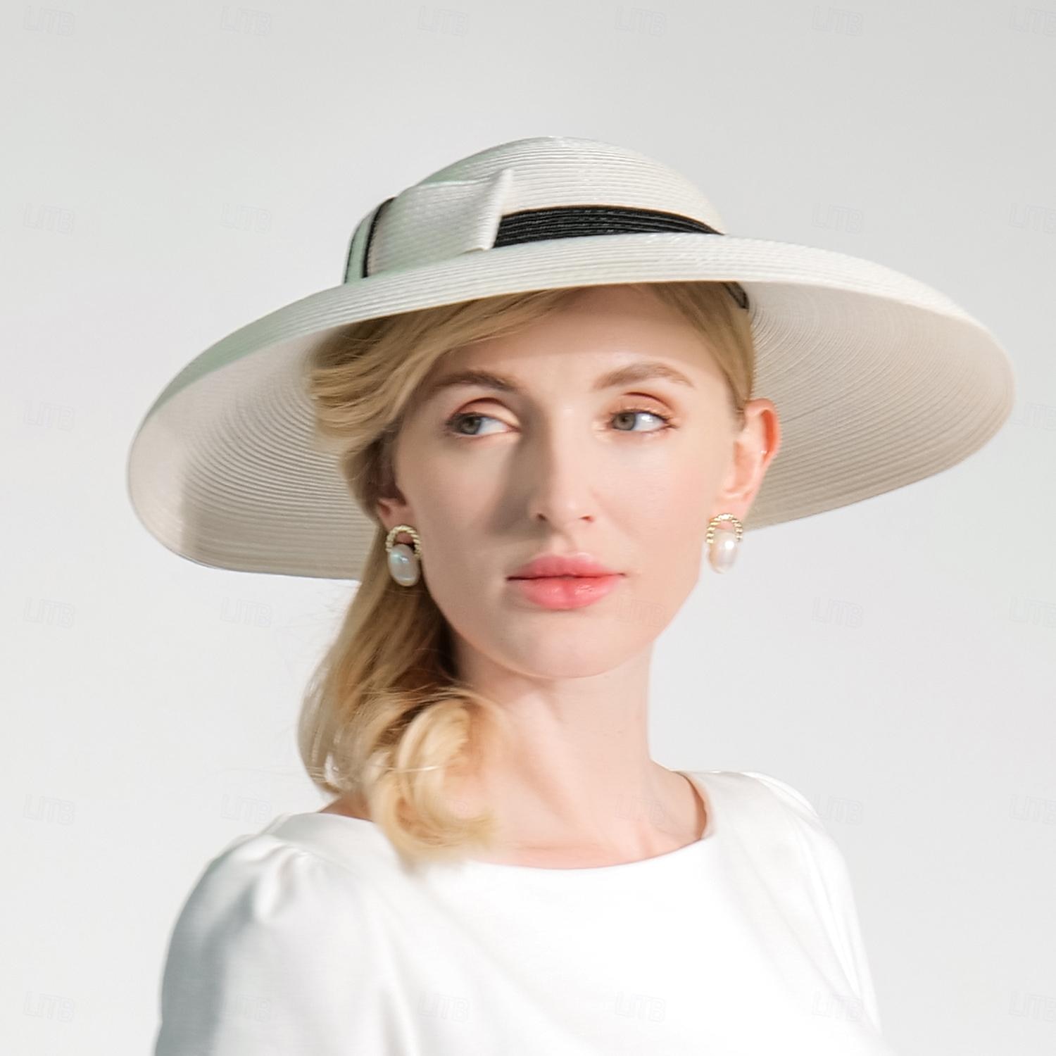 cappelli in fibra di bombetta / cappello a cloche cappello a secchiello cappello di paglia da sposa tea party matrimonio elegante con bowknot copricapo copricapo del 2025 a $32.99 –P1