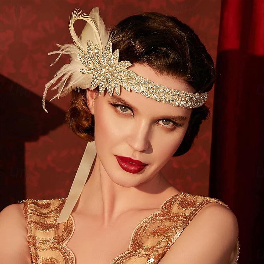 1920-as évek A nagy Gatsby Flapper fejpánt A nagy Gatsby Esküvői Vendég Gallér nélküli Jelmez Női Mindszentek napja Farsang Álarcos mulatság Parti Álarcos mulatság Esküvői fogadás Felnőttek Hajszalag 2025 - $17.99 –P9
