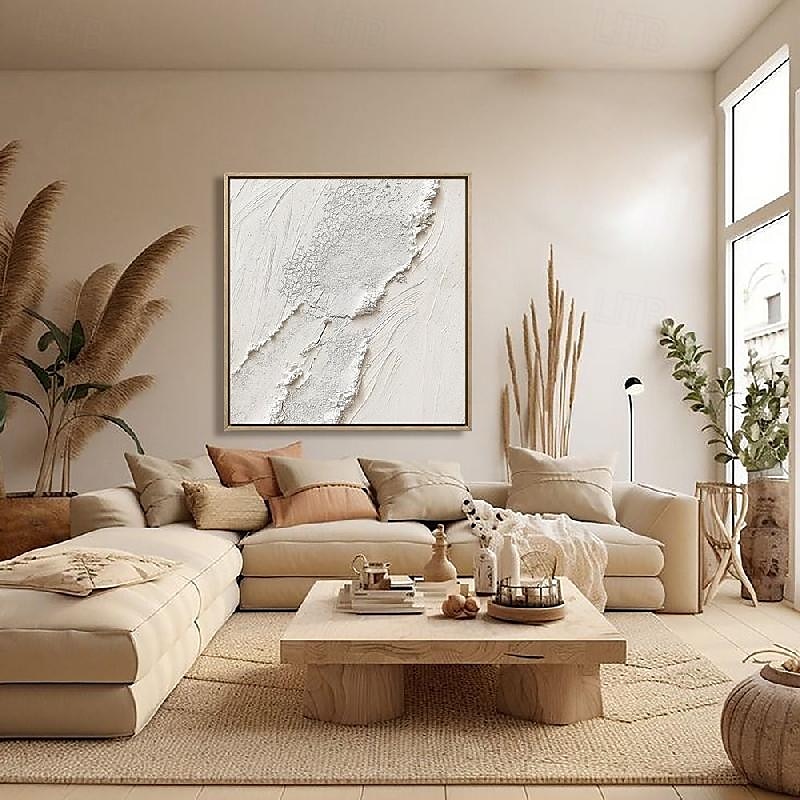 Oversized painted  white 3D textured painting picture on canvasabstract art handmade abstract art boho abstract art painting hand painted  white 3D modern textured painting picture 2025 - $158.99 –P12