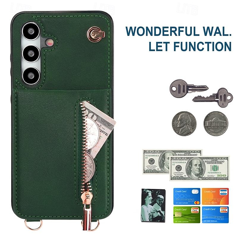 Phone Case For Samsung Galaxy S24 S23 S22 S21 S20 Ultra Plus FE S25 Ultra Back Cover Wallet Case Zipper with Lanyard Kickstand Retro TPU PU Leather 2025 - $23.99 –P7