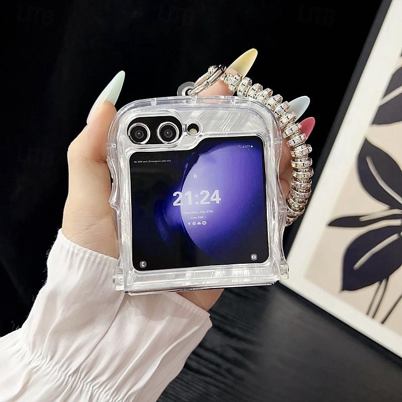 2025年 電話 ケース 用途 サムスンのギャラクシー Zフリップ6 Z Flip 5 Z Flip 4 Z Flip 3 バックカバー リストストラップ付き 耐衝撃 TPU  コレクション – $14.99 –P7