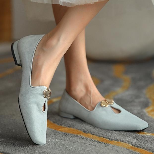 Women's Fuchsia Suede Ballet Flats – Elegant Vintage Style Loafers with Floral Buckle for Office, Tea Party & Daily Wear 2025 - $42.99 –P3