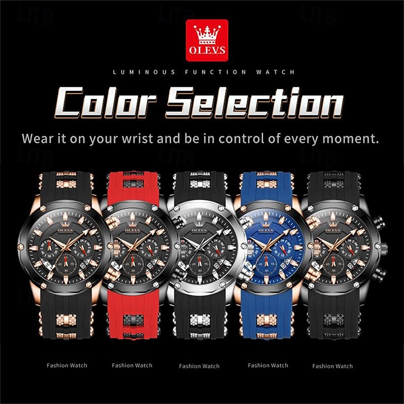 New Olevs Brand Men'S Business Watch Luminous Chronograph 24-Hour Indication Fashion Trend Multifunction Quartz Watch Waterproof Leisure Sports Men'S Wristwatch 2025 - $34.99 –P16