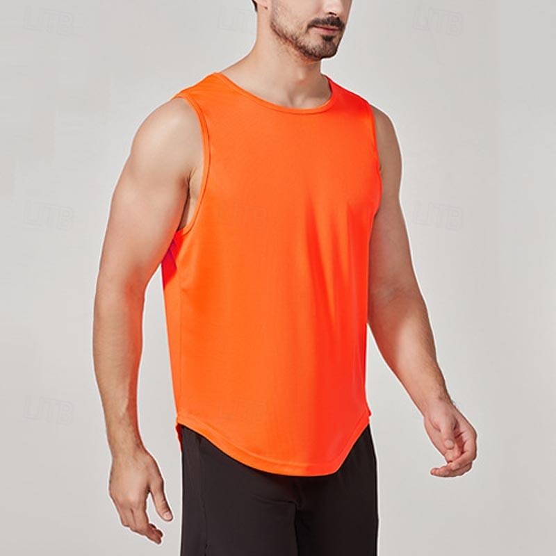 Voor heren T-shirt Wandelvest Mouwloos Strakke ronde hals Singlet Mouwloos shirt Vesttopje Buiten Sneldrogend Zacht Zweetafvoerend Polyester Zwart Oranje Groen Klimmen Kamperen / wandelen / grotten 2025 - $13.49 –P7