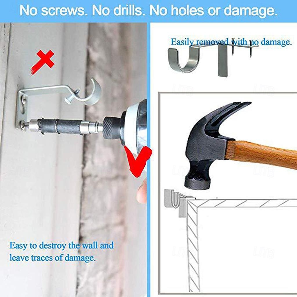 2/4PcS Curtain Pole Bracket No Drill Curtain Rod Holder Wooden Window Frame 2026 - $18.99 –P4