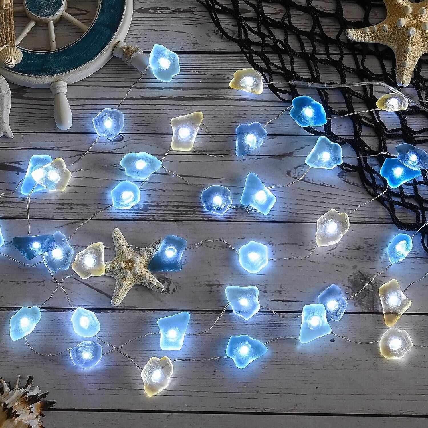 Lichterkette Mit Kristallsteinen – 2m, 20 LEDs In Blau – Batteriebetrieben (2x AA) – Funkelnder Effekt Für Fenster, Kinderzimmer