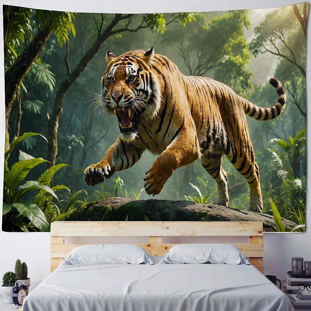 tigerskog hängande gobeläng väggkonst stor gobeläng väggmålning dekor fotografi bakgrund filt gardin hem sovrum vardagsrum dekoration 2025 - $16.99 –P1