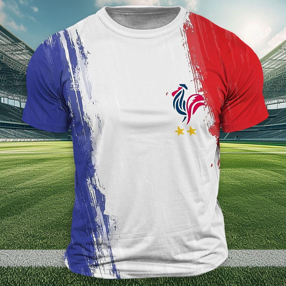 Per uomo Calcio Pollo francese Bandiera della Francia maglietta Manica corta maglietta Stampa 3D Girocollo Camicia Esterno Athleisure Bianco Estate Primavera Abbigliamento S M L XL XXL XXXL del 2025 a $17.99 –P1
