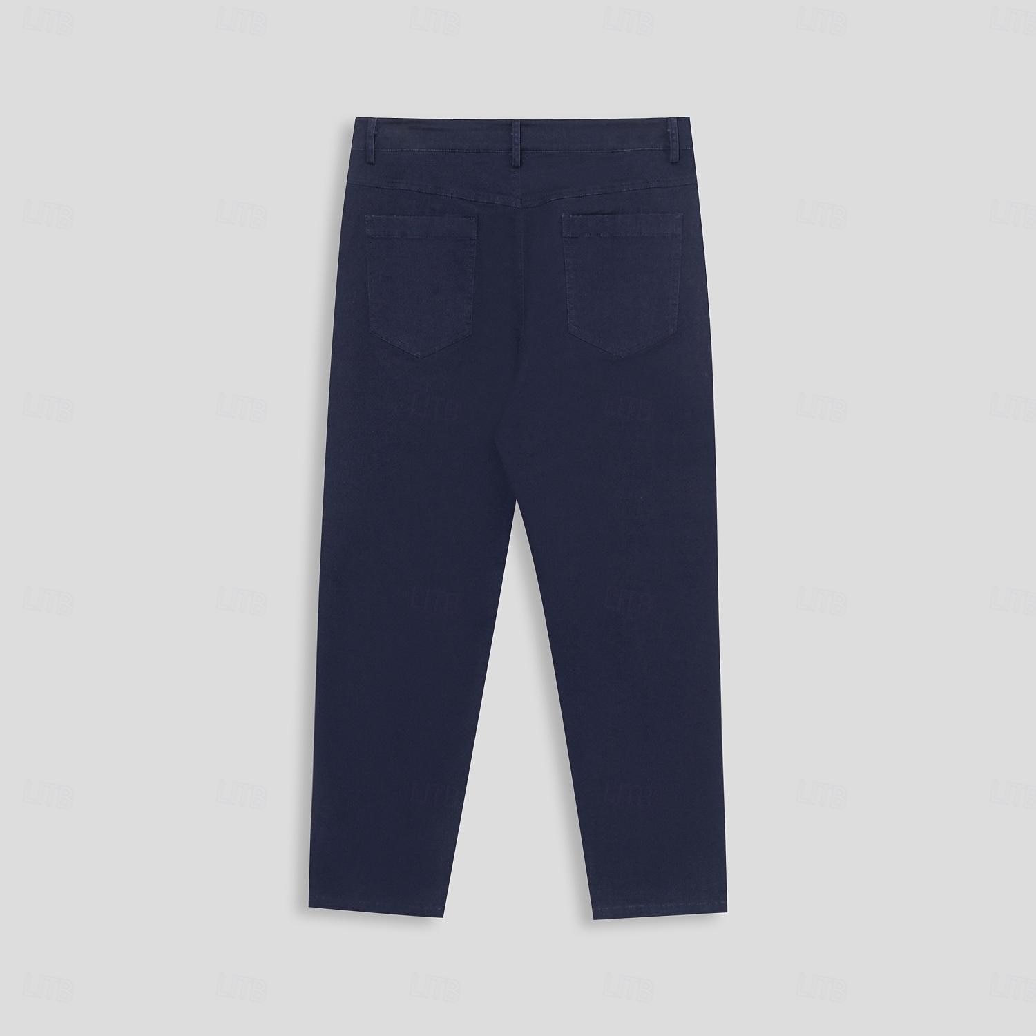Homens Social Zíper Bolsos Côr Sólida Respirável Comprimento total Formal Escritório Trabalho Chique & Moderno Formal Azul Marinha Cáqui Micro-Elástica de 2025 por $31.99 –P3