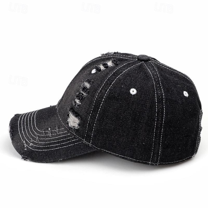 Herren Cap Basecap Sonnenhut Kappe Schwarz Dunkel Blau Baumwolle Zerrissen Modisch Brautkleider schlicht Strasse Täglich Glatt Einstellbar Sonnenschutz Atmungsaktiv 2025 - $12.99 –P1