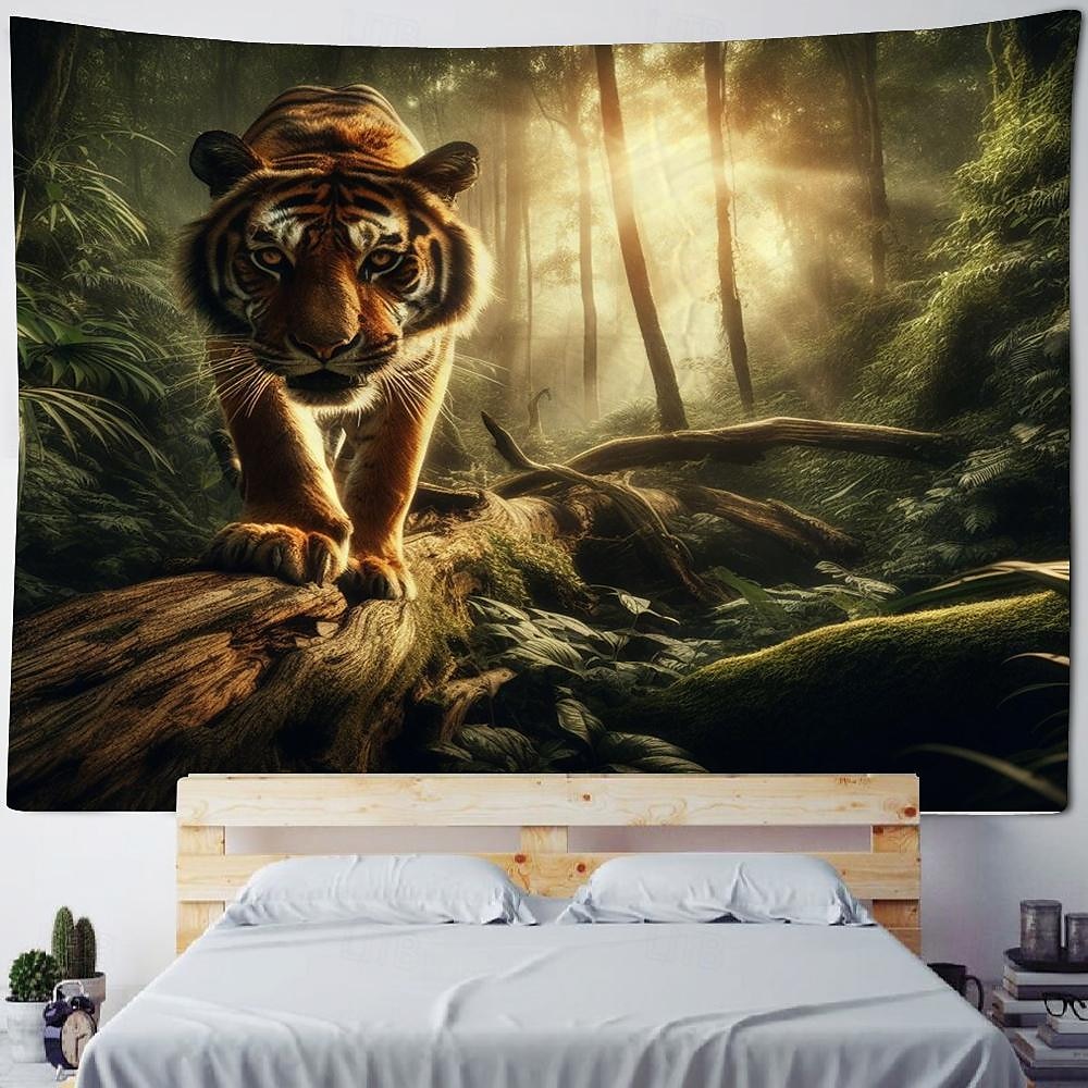 tigerskog hängande gobeläng väggkonst stor gobeläng väggmålning dekor fotografi bakgrund filt gardin hem sovrum vardagsrum dekoration 2025 - $16.99 –P8
