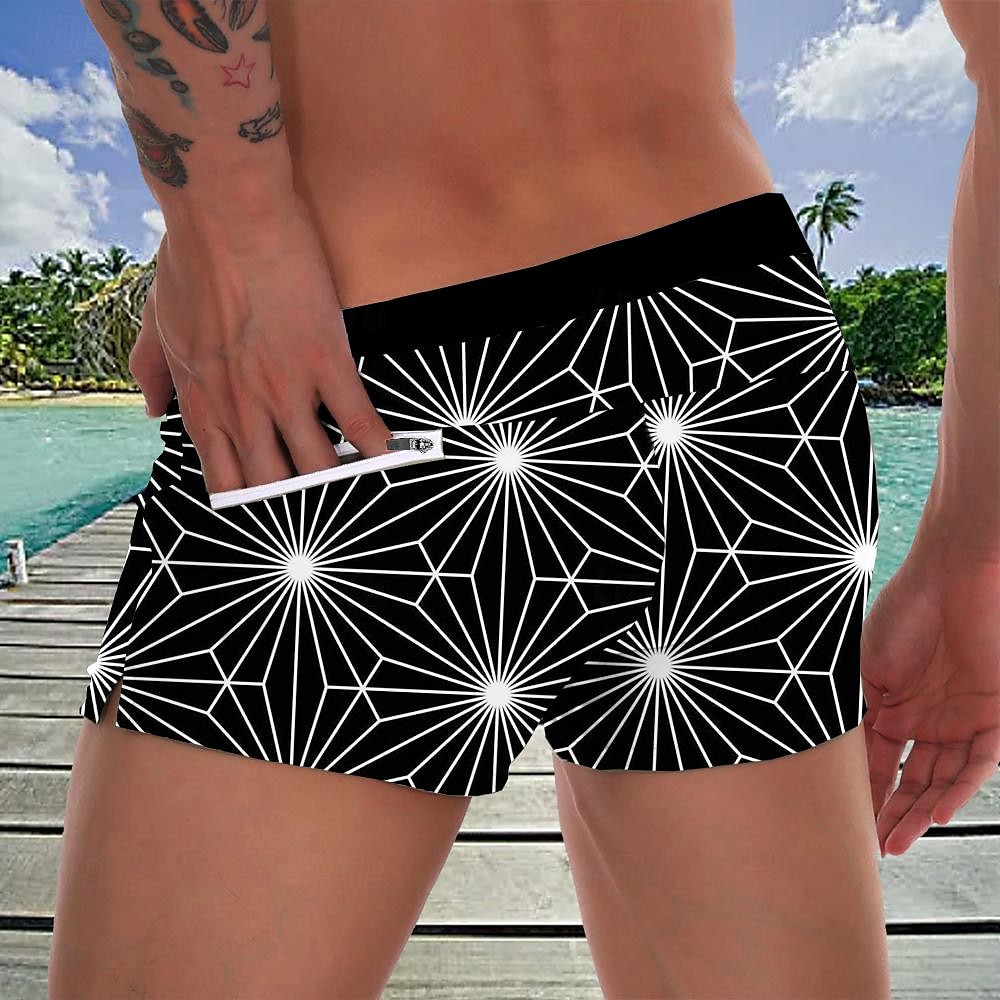 Herr Geometriska mönster Badshorts Boardshorts Boxershorts Medium Midja Mode Designer Surfing Helgdag Strand Ficka Snörning Elastisk midja Designer Kläder 2025 - $19.99 –P4