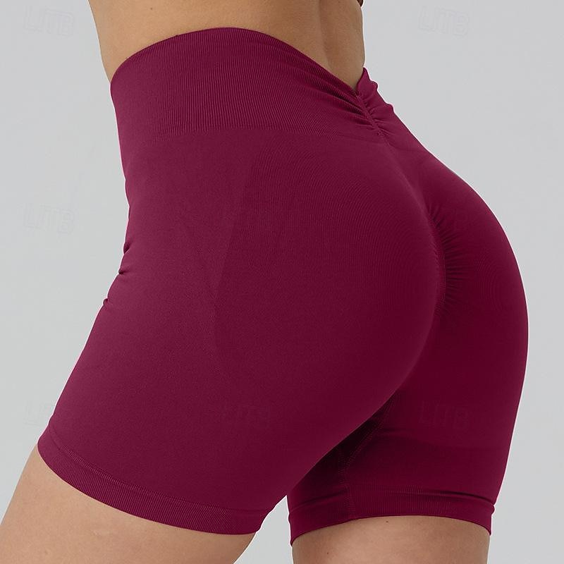 Dames Joggingbroeken Chinese Korte broek Vakantie Modieus Streetwear Korte Hoge taille Effen Elastische tailleband Comfortabel Comfort Zacht Hoge Elasticiteit Voor Binnen Sportschool Yoga blauw Wijn 2026 - $21.99 –P8