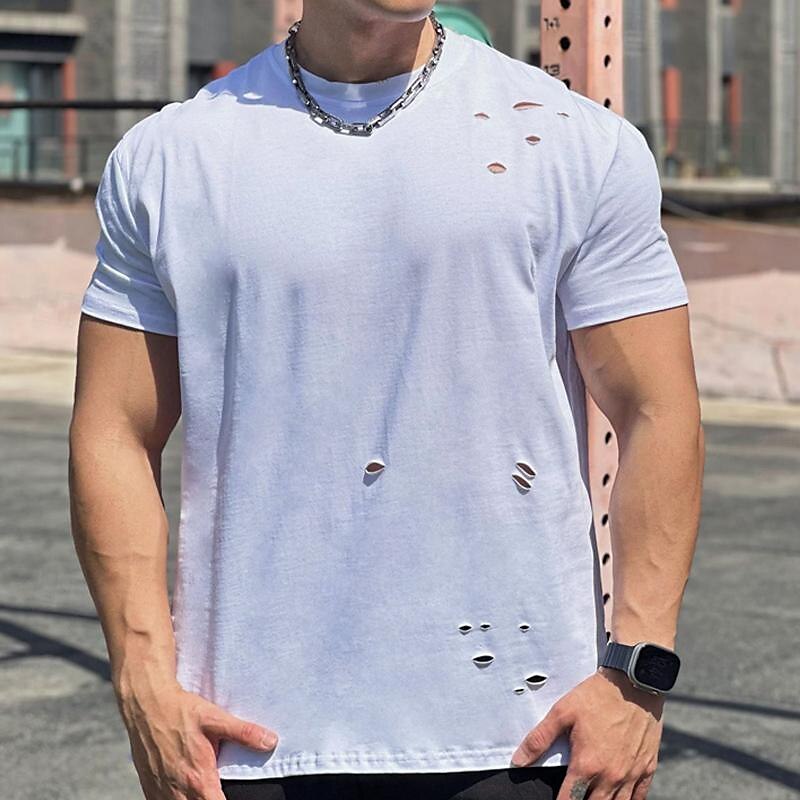 Voor heren Hardloopshirt Uitknippen Korte mouw T-shirt Casual Sportkleding Katoen Ademend Sneldrogend Zacht Sportschooltraining Hardlopen Wandelen Sportkleding Sportkleding Effen Donker Grijs Zwart 2025 - $22.99 -P1