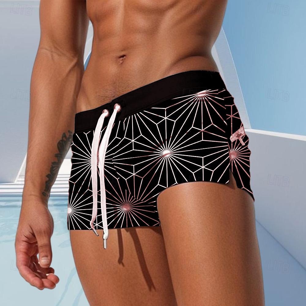 Herr Geometriska mönster Badshorts Boardshorts Boxershorts Medium Midja Mode Designer Surfing Helgdag Strand Ficka Snörning Elastisk midja Designer Kläder 2025 - $19.99 –P6