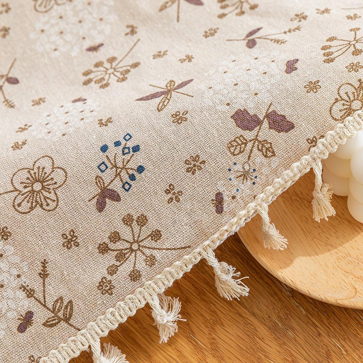 Nappe à franges 100% coton avec pompon plante florale de 2025 ? $9.49 –P4