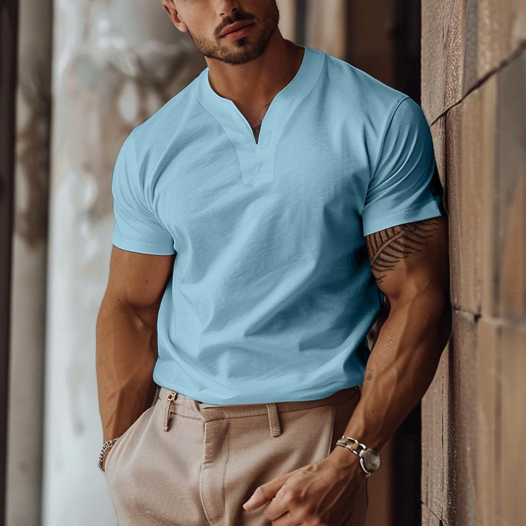 Ανδρικά Μπλουζάκι Κοντομάνικο Λαιμόκοψη Υ Καλοκαίρι Σκέτο Αθλήματα Μοντέρνα Ελαφριά Κλασσικό στυλ Διακοπές Causal Αργίες Μπλε Απαλό Μαύρο Λευκό Κορυφαίο μπλουζάκι για άνδρες 2025 - $16.49 –P12