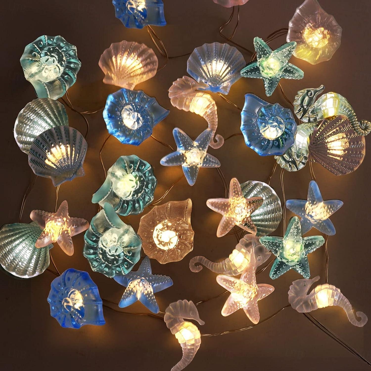 2025年 オーシャンシリーズストリングライト、シーストーン装飾夏ストリングライト 2m 20LED 3m 30LED 海辺パーティー装飾沿岸ストリングライト電池式フェアリーライトホリデー寝室誕生日パーティーウェディングデコレーション コレクション – $13.49 –P7