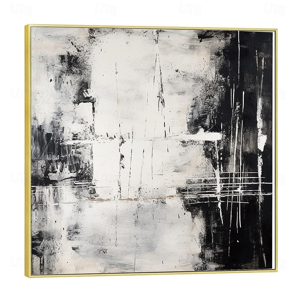 handgemachtes Ölgemälde Acryl Leinwand Wandkunst Dekoration minimal schwarz und weiß abstrakte Textur für Wohndekor gerollt rahmenloses ungedehntes Gemälde 2026 - $61.99 –P9