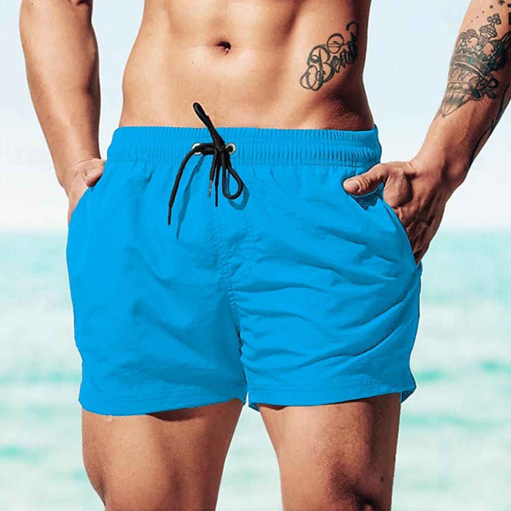 Herre Surfeshorts Badeshorts Snorer Elastisk midje عادي Komfort Hurtigtørkende Kort Ferie Strand Helg Mote Fritid Vannmelon Rød Gressgrønn Mikroelastisk 2026 - $12.49 –P15