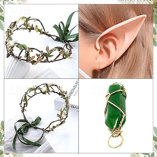 Floral Medieval Renacimiento Tocados Collar Orejas Hada élfico Mujer Fantasía Víspera de Todos los Santos Carnaval Mascarada Fiesta / Noche Adulto Más Accesorios 2025 - $20.99 –P4
