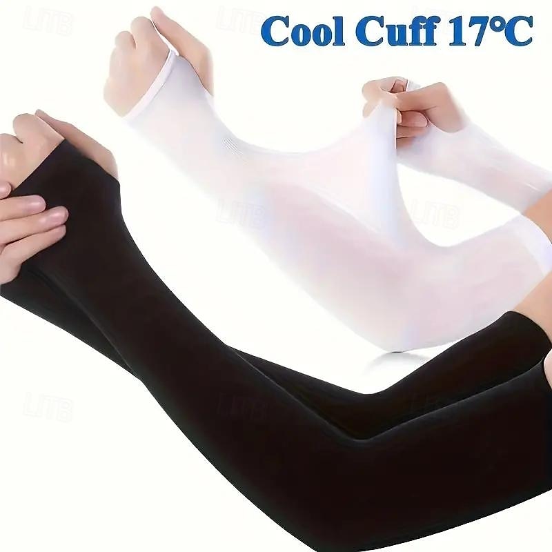 2pairs Long Solid Color Sun Sleeves, Thin High Elastic Cooling Arm Cover, Summer Sport Sleeves For Running Fishing Riding 2025 - $9.49 –P4