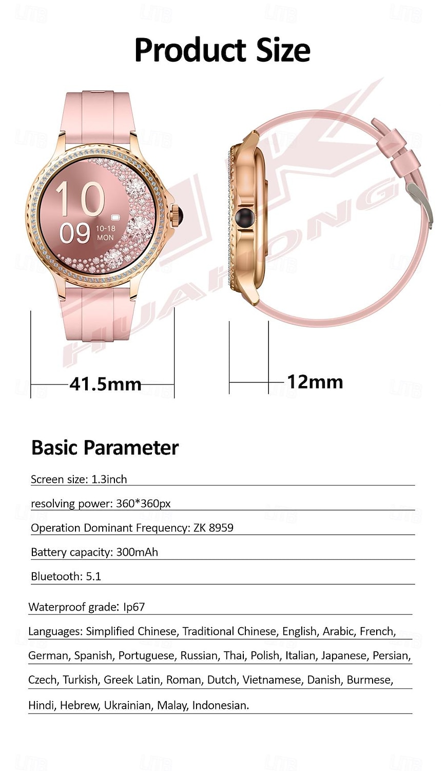 696 HK27 Smart Watch 1.3 inch Smart Band Fitness Bracelet Bluetooth Pedometer Call Reminder Sleep Tracker Compatible with Android iOS Women Hands-Free Calls Message Reminder IP 67 42mm Watch Case 2025 - $51.99 –P6