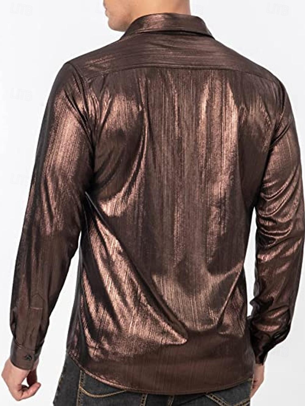 Disko 1980er Glänzend Metallisch Bluse / Hemd Maskerade Disco Einfarbig Herren Karnevalskostüm Maskerade Party / Abend Pride Parade Pride-Monat Erwachsene Hemd 2025 - $23.99 –P8