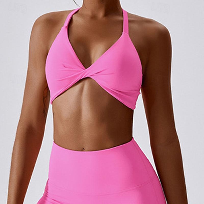 Dames Lichte ondersteuning Sport bh's Running BH Open achterkant Gekruiste rug Goede top Gewatteerd Fitness Recreatiesport Hardlopen Ademend Lichtgewicht Zacht Zwart Roze Marine Blauw Effen 2025 - $31.99 –P6