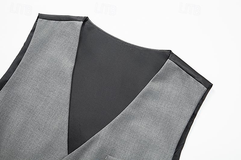 Men's Vest Gilet Daily Wear Vacation Going out Vintage Fashion Spring &  Fall Button Polyester Comfortable Plain Single Breasted V Neck Regular Fit Black Burgundy Dark Navy Gray Vest 2025 - $33.99 –P9