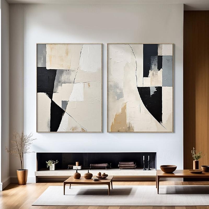 arte minimalista bege branco preto feita à mão arte de parede wabi-sabi bege brancogrande arte de parede abstrata begearte texturizada preta pintura a óleo de 2026 por $176.99 –P3