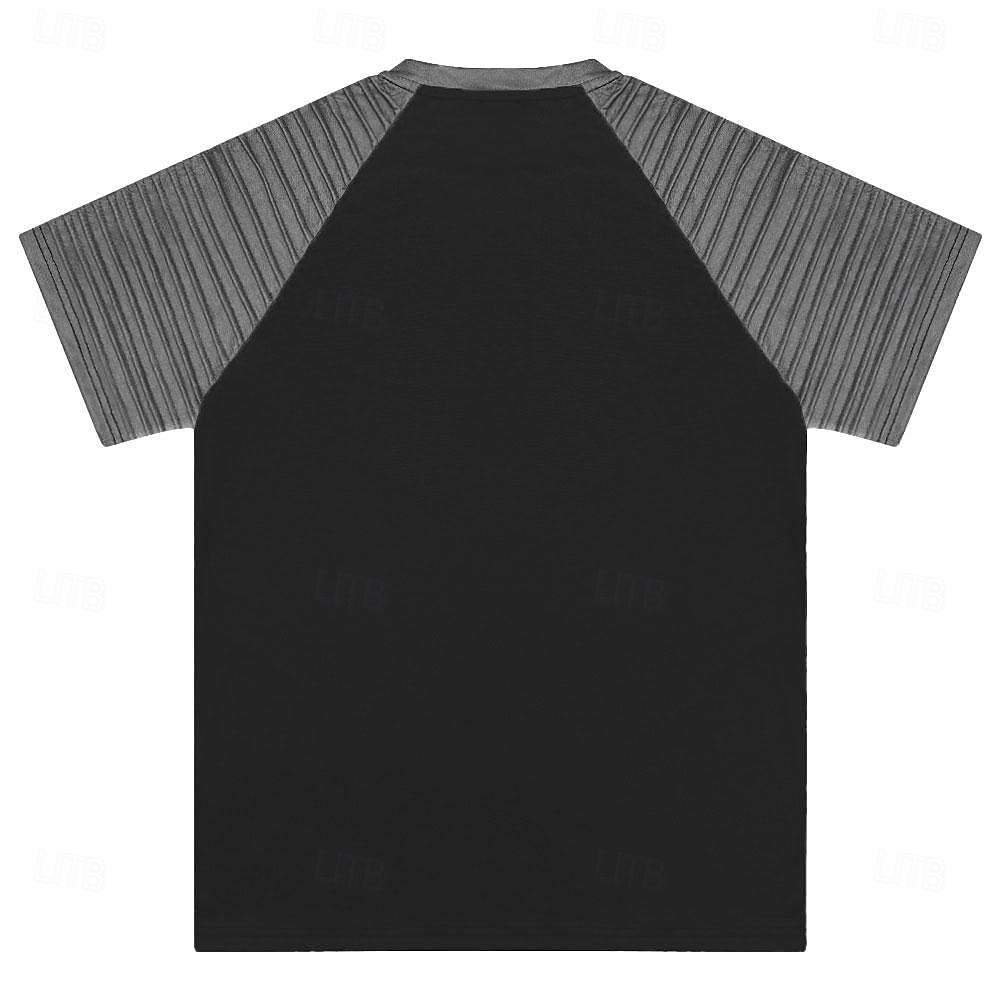 2025年 男性用 暗い Tシャツ 半袖 3Dプリント レトリ/ヴィンテージ ゴシック パーティー ストリート 夏 春 ブラック グレー ヘンリーカラー ヘンリーTシャツ コレクション – $22.99 –P3