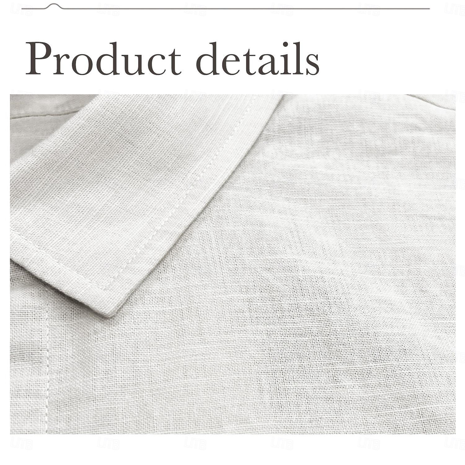 Men's Solid Color Linen Shirt Casual Shirt Button Up Shirt Short Sleeve Vacation Daily Sports & Outdoors Causal Athleisure Turndown Buttons White 2025 - $4.39 –P4