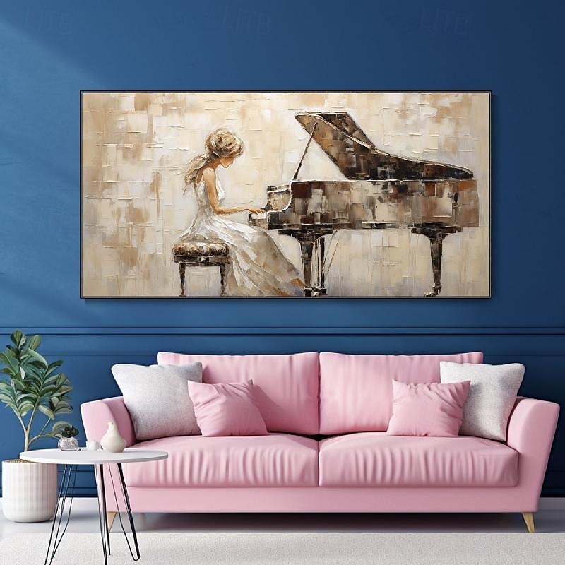 pittura a olio astratta per pianoforte fatta a mano su tela di arte della parete pianoforte pittura di arte arte della parete pciture per i musicisti pianista pittura a olio di opere d'arte pianoforte del 2026 a $87.99 –P4