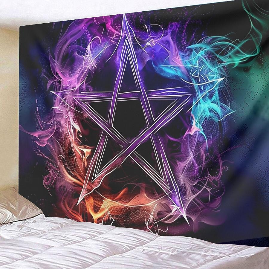 pentagram wicca wiccan pohanský psychedelický závěsný gobelín nástěnné umění velký gobelín nástěnná malba výzdoba fotografie pozadí přikrývka opona domácí ložnice dekorace obývacího pokoje 2025 - $17.99 –P14