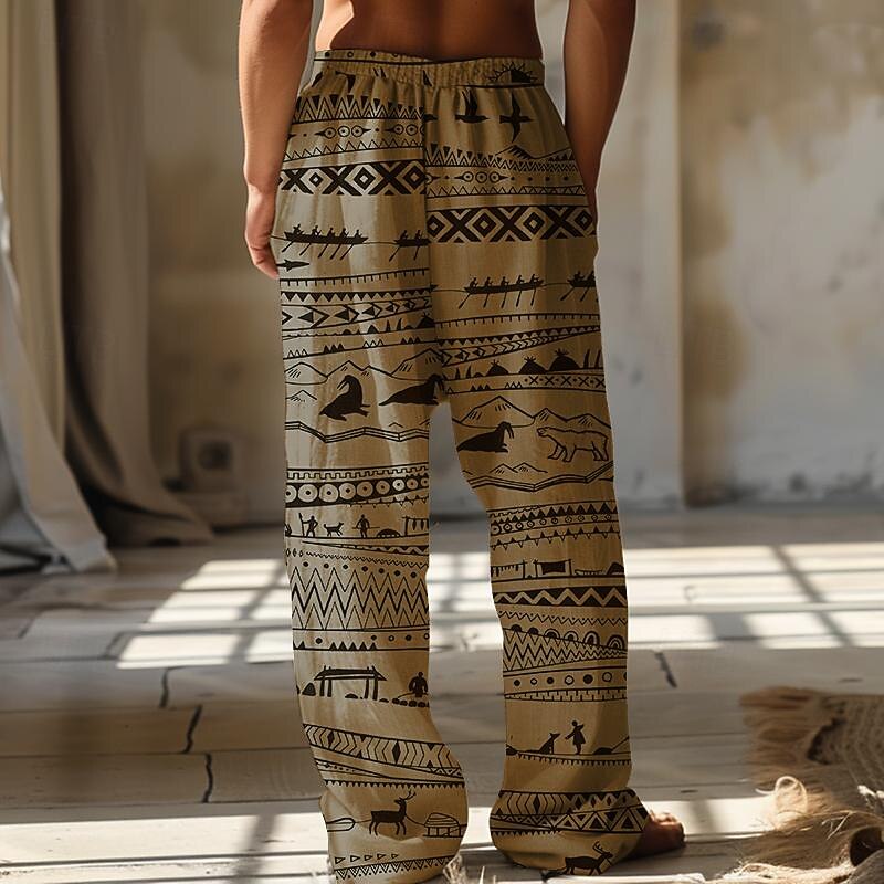 Per uomo Stampa Pantaloni casual Misura del girovita medio Hawaiano Stile Etnico Vacanza Gamba Dritta Estate Primavera Stampa 3D Blu Marrone Verde del 2026 a $27.99 –P2