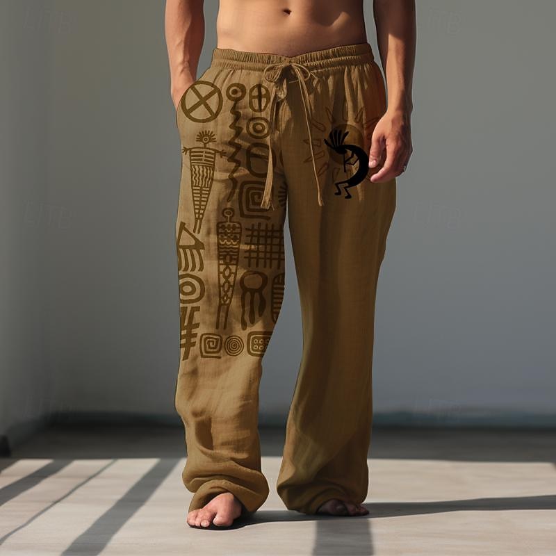 Hombre Cuadrícula / Cuadros Diseño Geométrico Pantalones casuales Pantalones anchos Media cintura Vintage Estilo Étnico Casual Exterior Ropa de calle Cintura elástica Otoño invierno Primavera & Otoño 2026 - $31.99 –P9