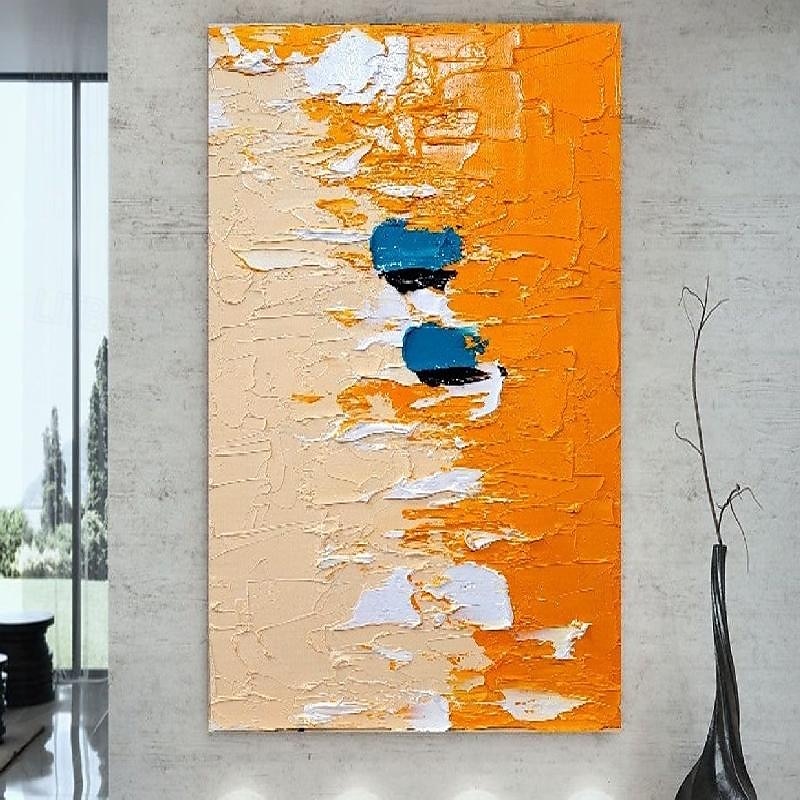 Ölgemälde handgemaltes Pattle Knife Gemälde auf Leinwand handgemachtes sanftes orange beige abstraktes Gemälde dicke strukturierte Striche impasto moderne Wand Kunst Dekoration 2025 - $108.99 –P5