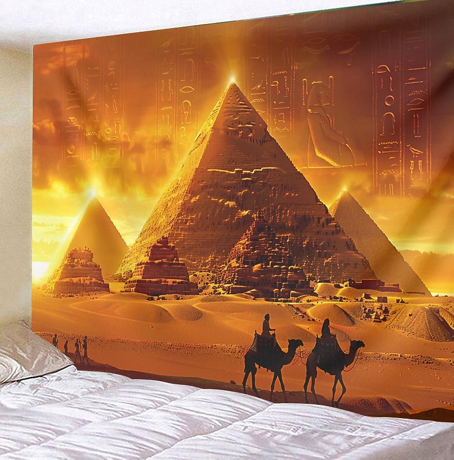 egyptisk pyramide ørken hengende billedvev veggkunst stor billedvev veggmaleri dekor fotografi bakteppe teppe gardin hjem soverom stue dekorasjon kameler 2026 - $20.99 –P12