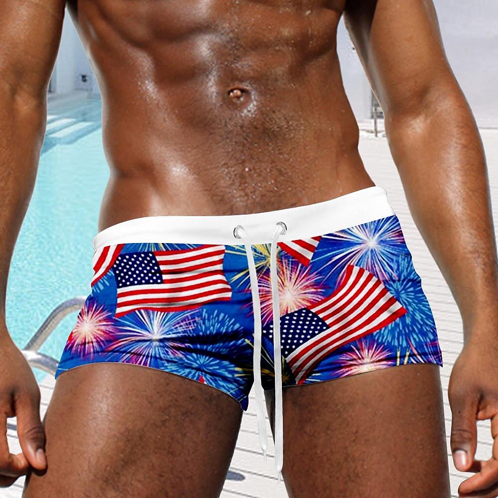 Men's Flag American Flag National Flag Swim Trunks Swim Shorts Board Shorts Mid Waist Fashion Designer Surfing Holiday Beach Pocket Drawstring Elastic Waist Designer Clothing Apparel 2025 - $19.99 –P1