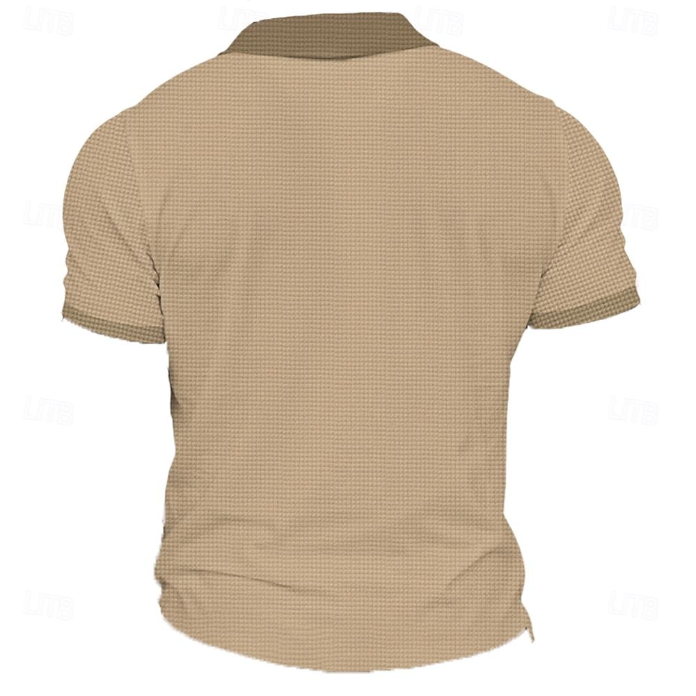 Herren Stammes Waffel-Poloshirts Golfshirt Kurzarm Polo-Shirts Hemden mit Kragen Urlaubskleidung Party-Outfits Knöpfe 3D-Druck Sommer Frühling Khaki 2025 - $22.99 –P2