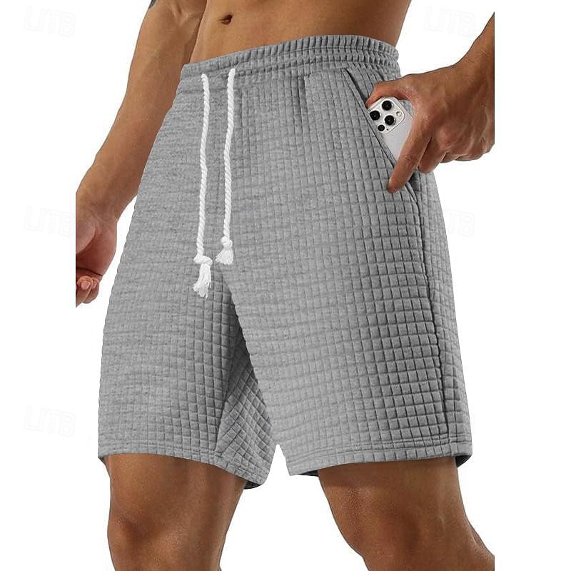 Herren Waffel-Shorts Sweatshorts Kurze Hose Shorts Kurze Hosen Sommer-Shorts Tasche Kordelzug Elastische Taille Glatt Komfort Kurz Sports Outdoor Täglich Ausgehen Modisch Brautkleider schlicht 2026 - $17.99 –P9