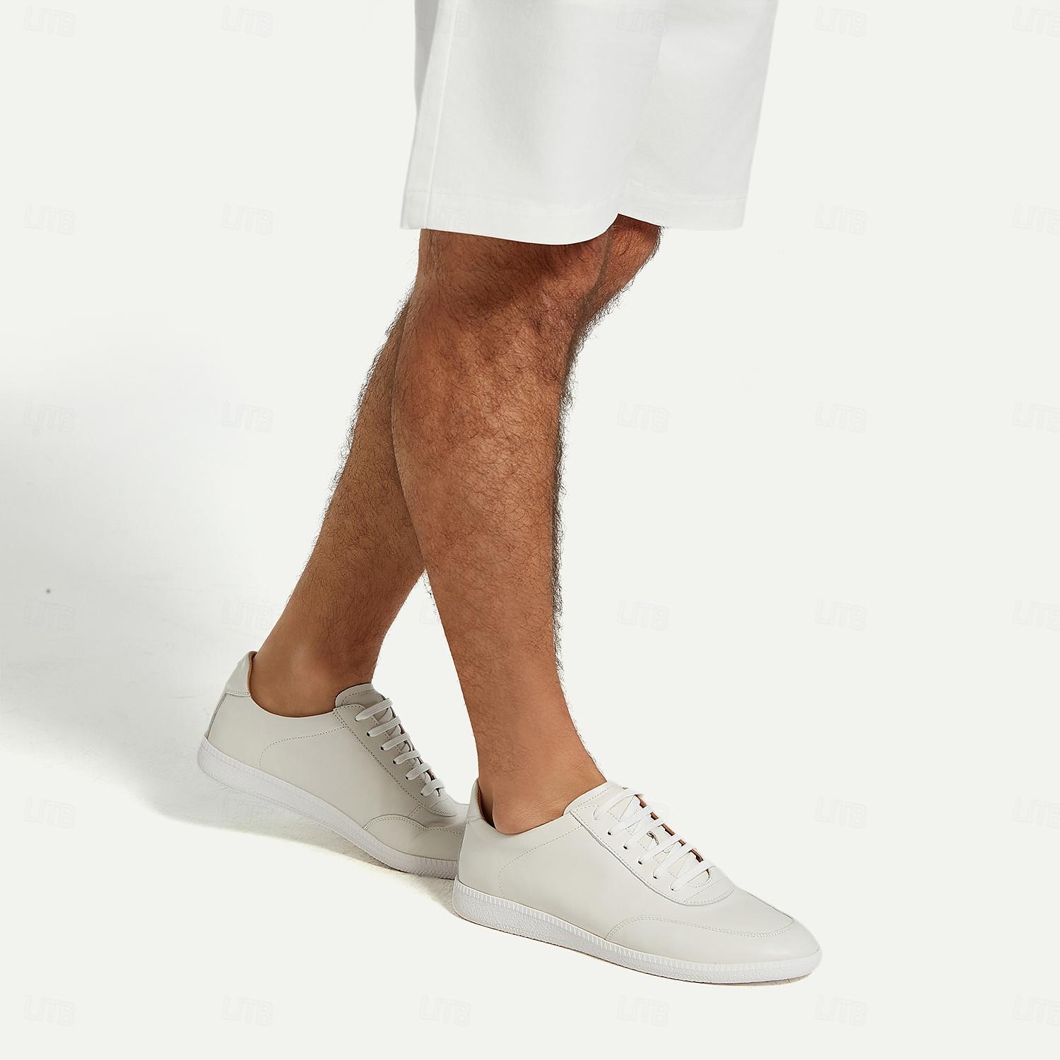 Herren Turnschuhe Weiße Schuhe Premium-Leder Komfortabel Rutschfest Schnürsenkel Weiß 2025 - $99.99 –P4