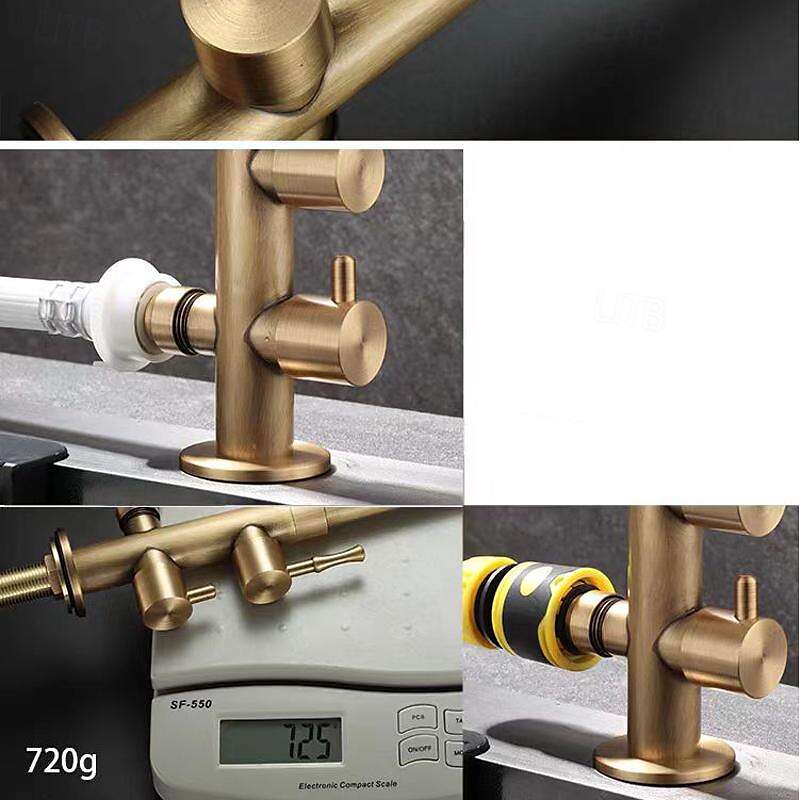 Vaskekran for baderom - Klassisk Antikk Messing Montere Utsiden Enkelt Håndtak Et HullBath Taps 2025 - $113.99 –P5
